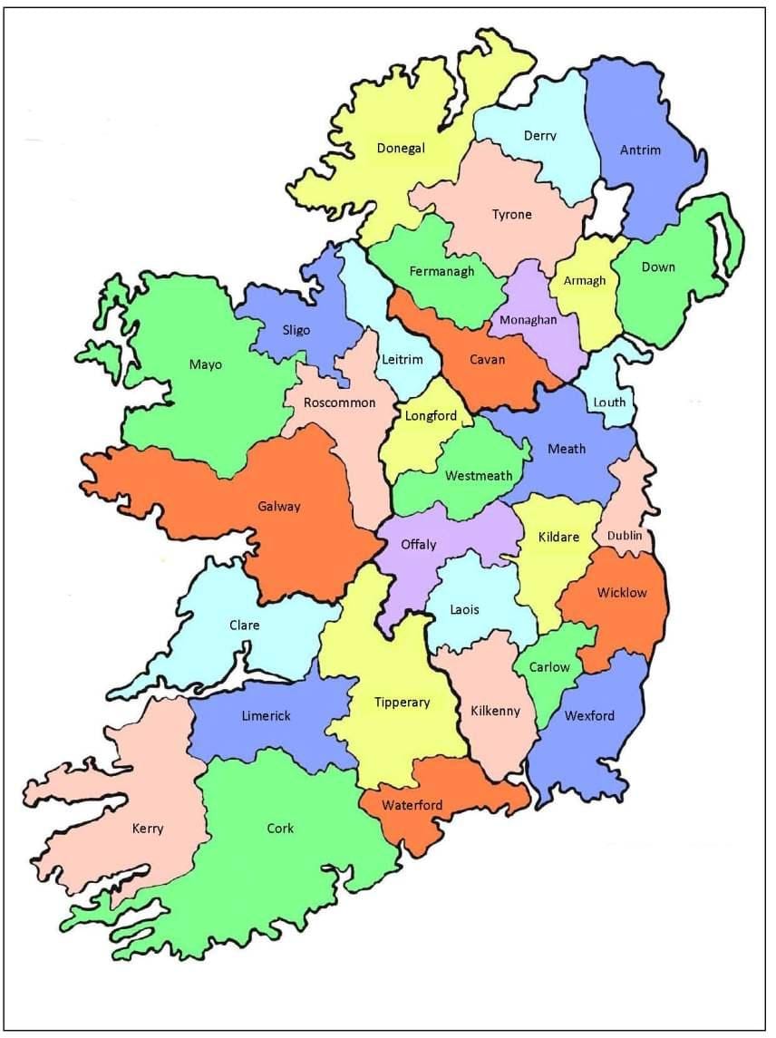 mapa ng ireland 32 county