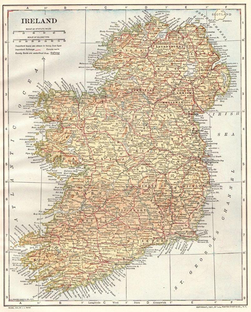 ireland antigo mapa