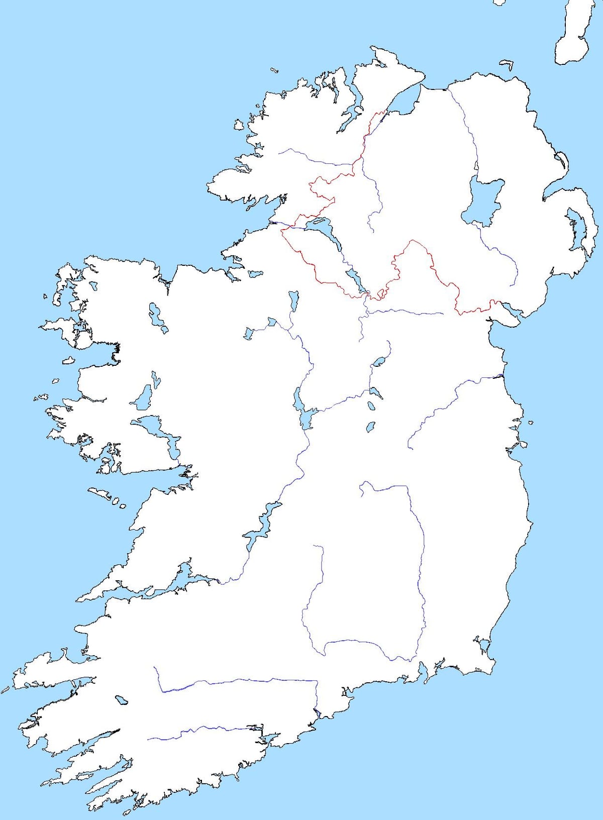 mapa ng blangkong mapa ng ireland sa ilog