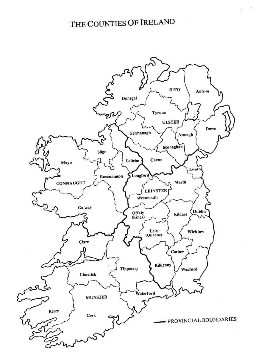 sketch ng mapa ng ireland