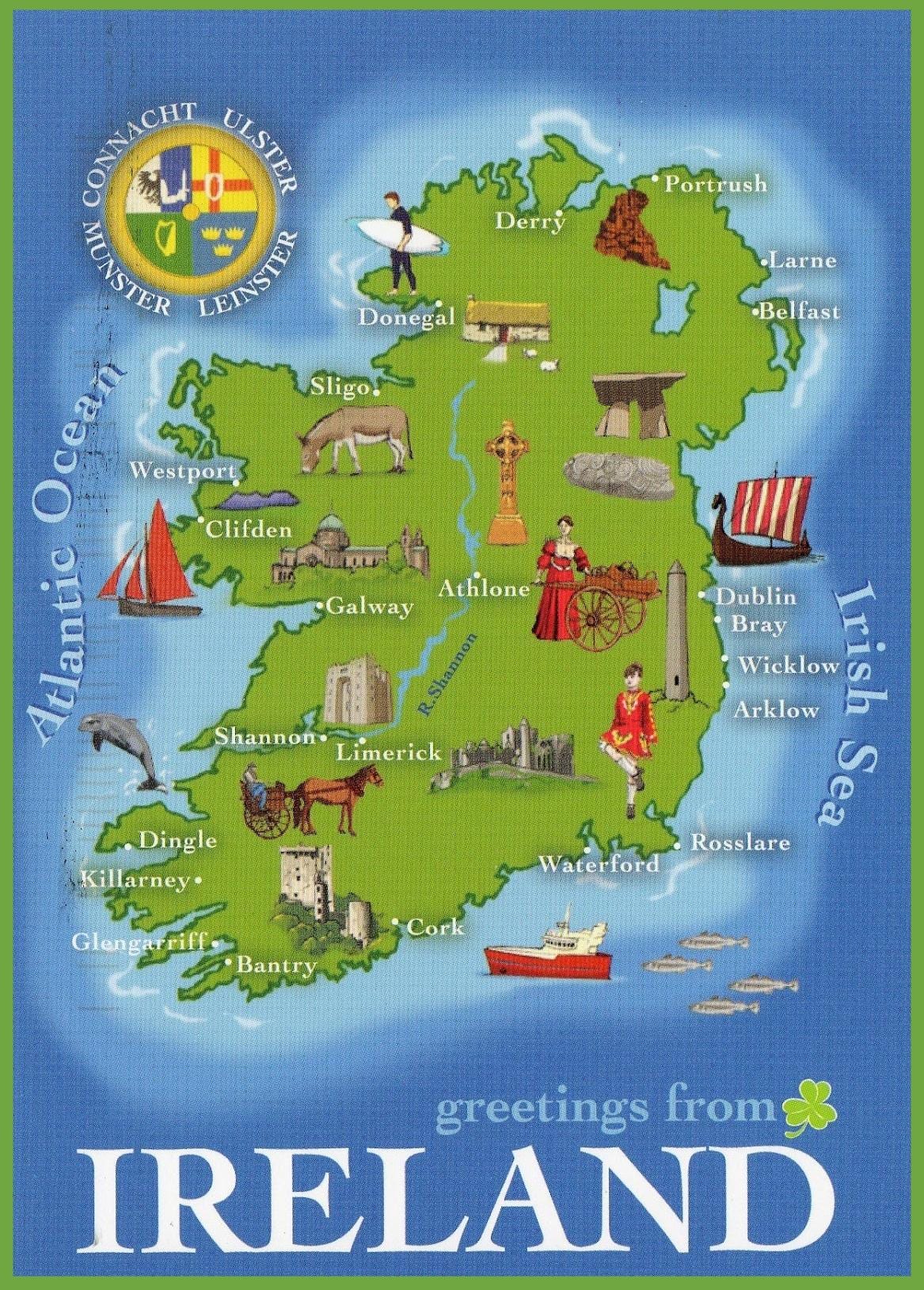 mapa ng ireland sa mga nangungunang atraksyon