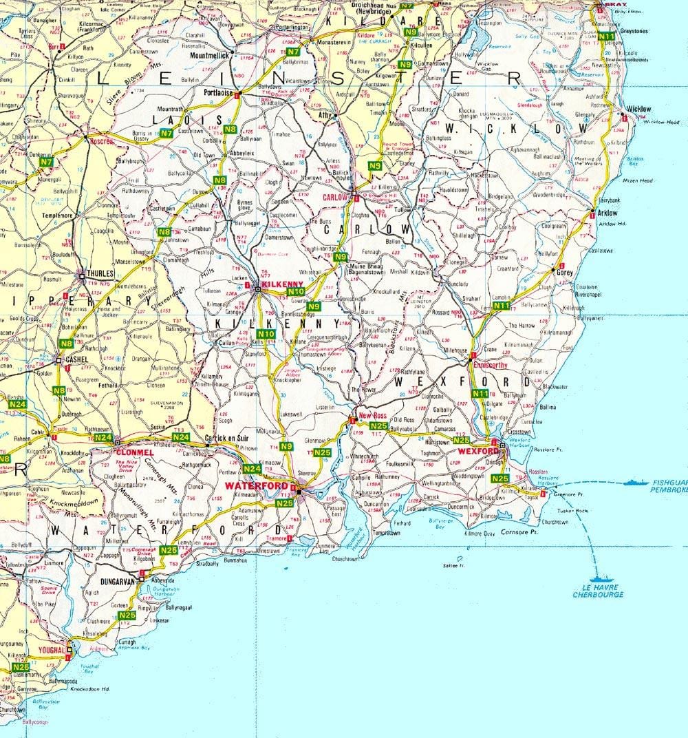 mapa ng timog-silangang ireland