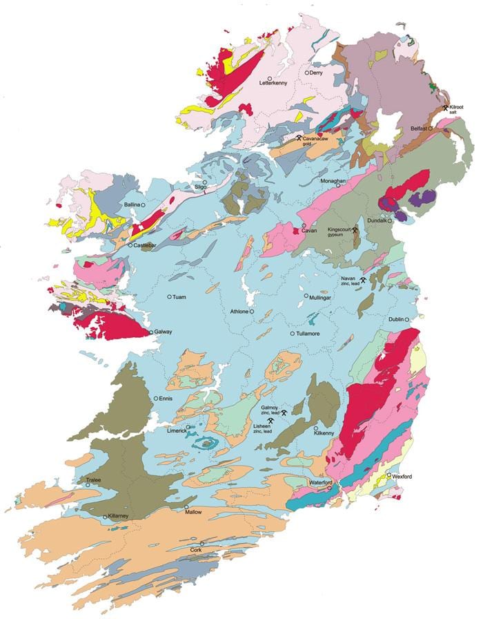 mapa ng geological mapa ng ireland
