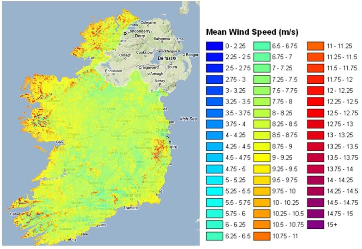 bilis ng hangin mapa ireland