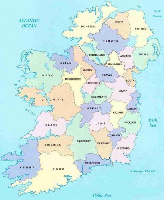 mapa ng ireland sa b&b
