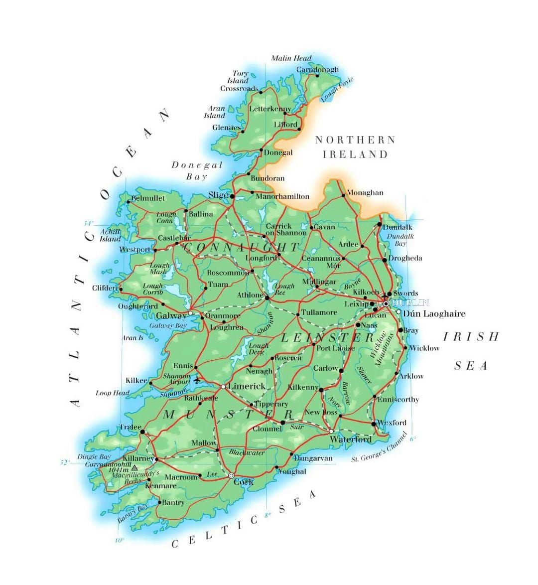 mapa ng ireland elevation