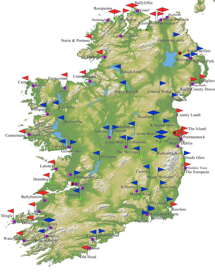 mapa ng ireland golf