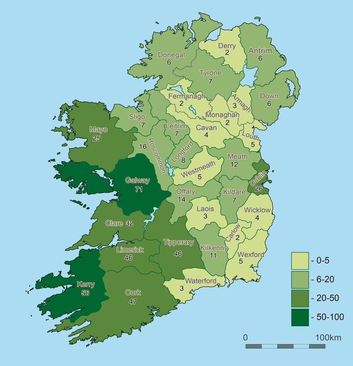 mapa ng ireland sa heograpiya
