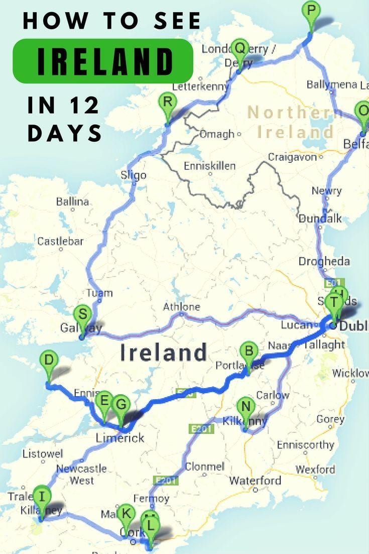 lugar upang bisitahin ang mapa ireland