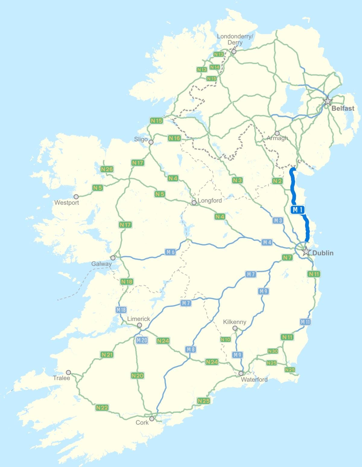 mapa ng ireland motorway