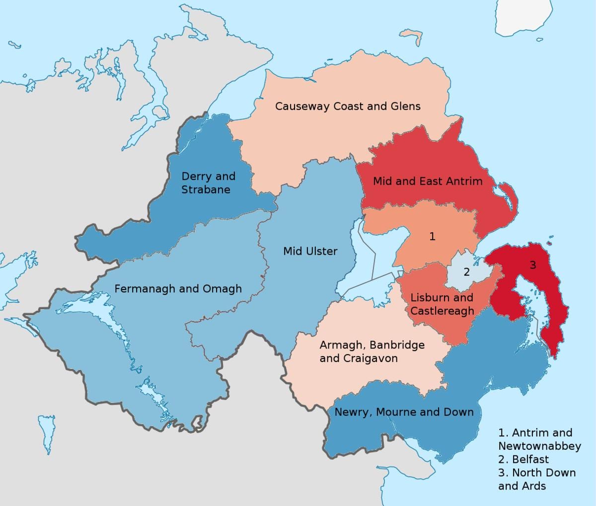 northern ireland sa isang mapa