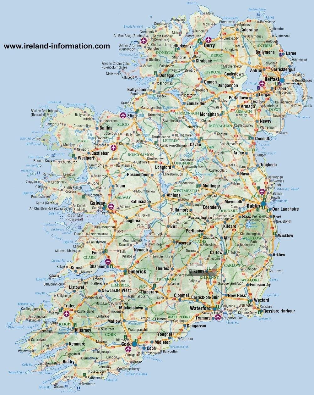 ireland mapa sa paglalakbay
