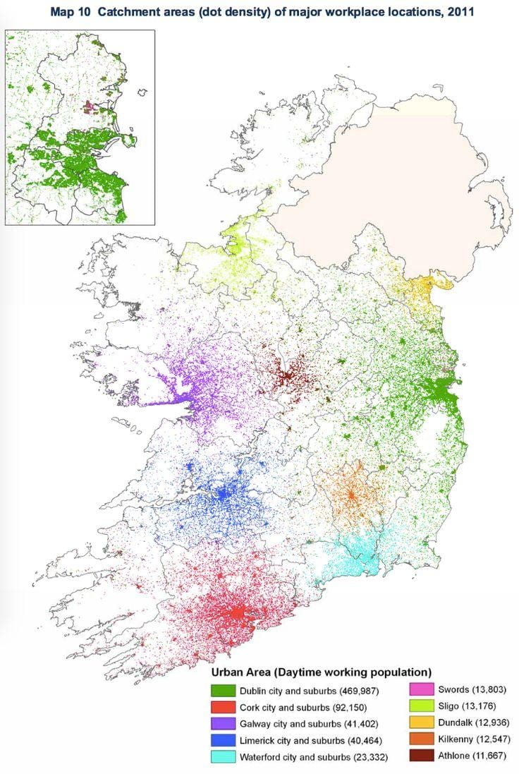 ireland populasyon density mapa