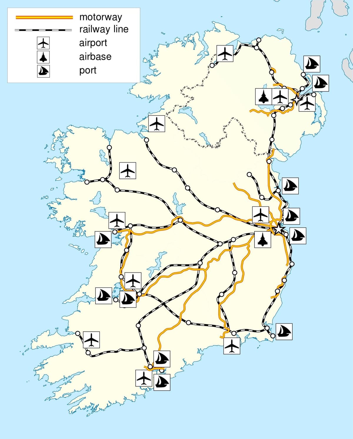 mapa ng ireland sa transportasyon