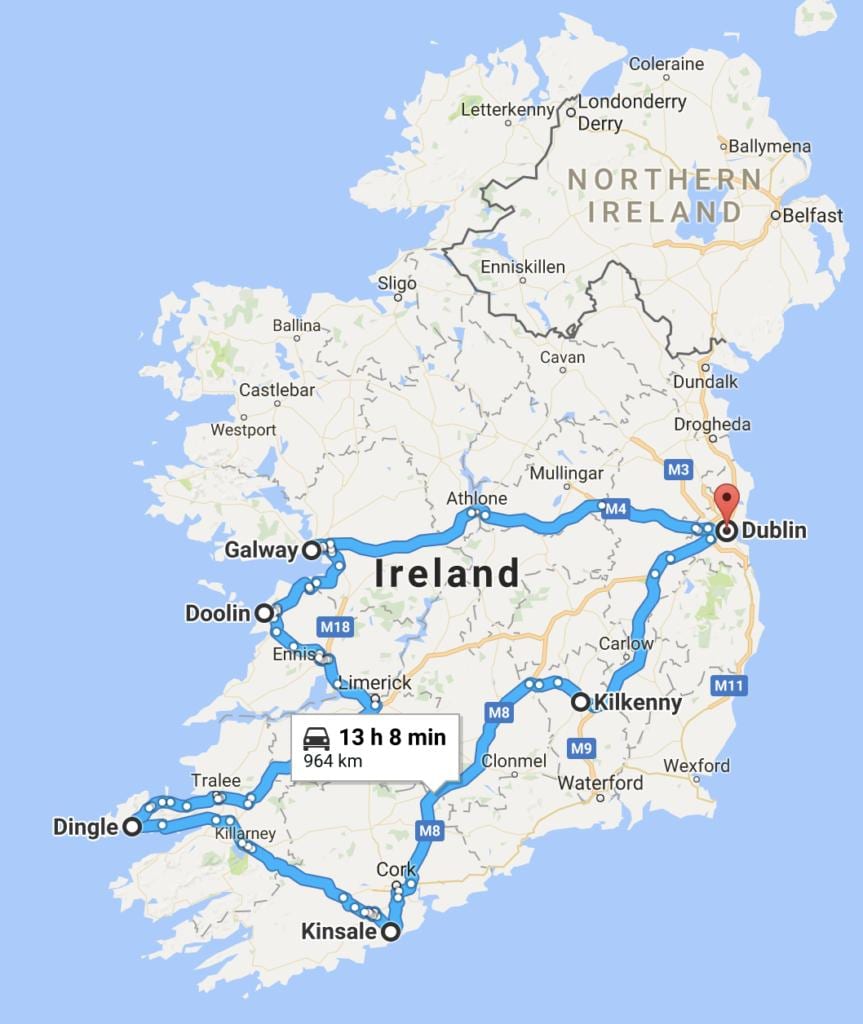 mapa ng ireland trip planner