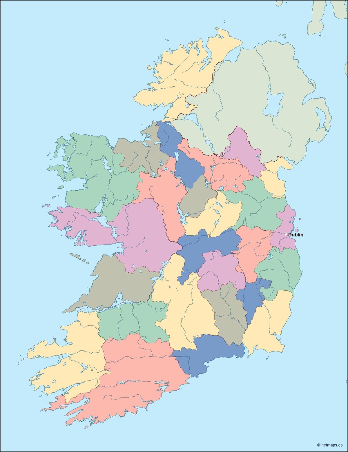 mapa ng ireland vector mapa
