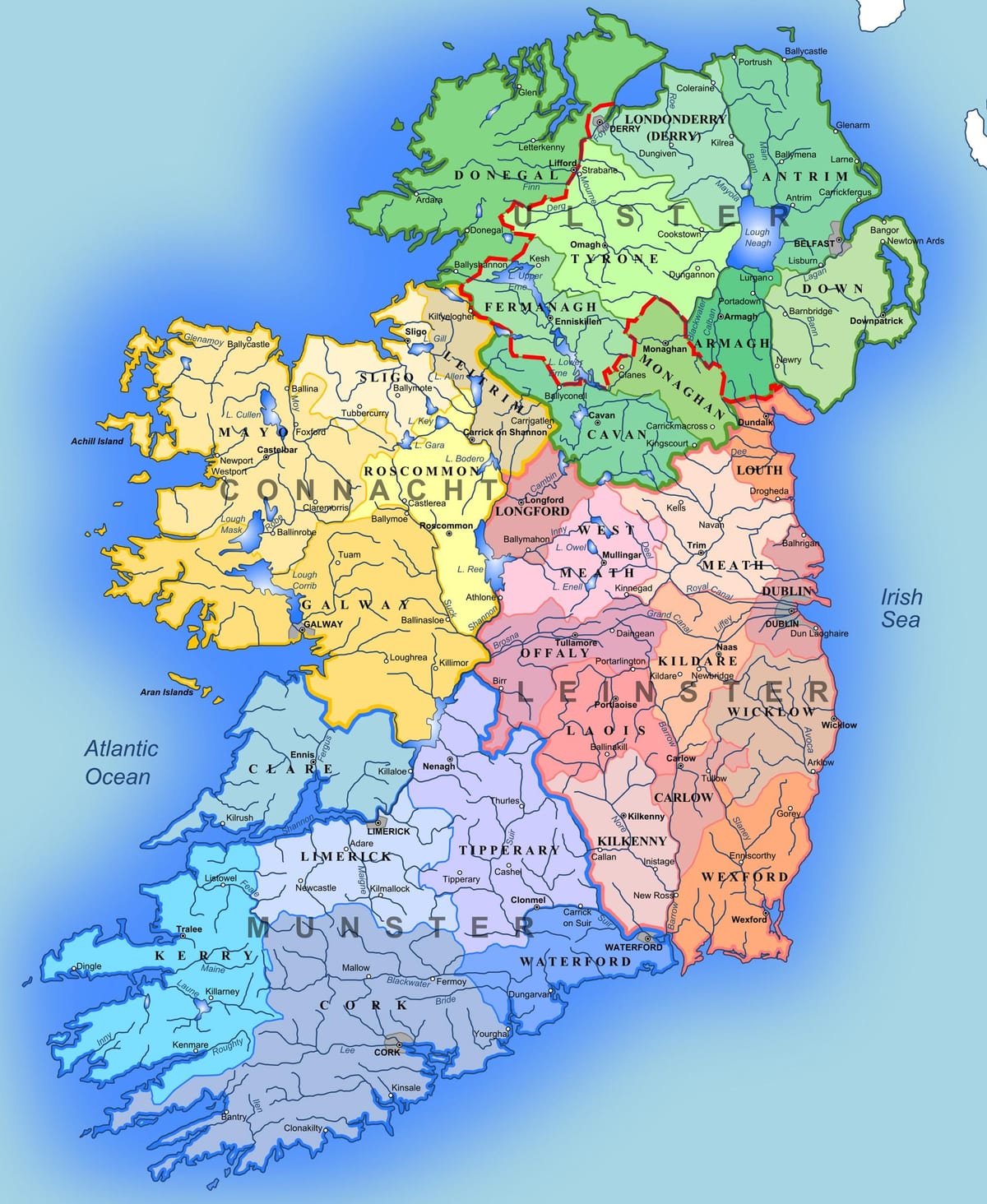 malaki ang detalyadong mga mapa ng ireland