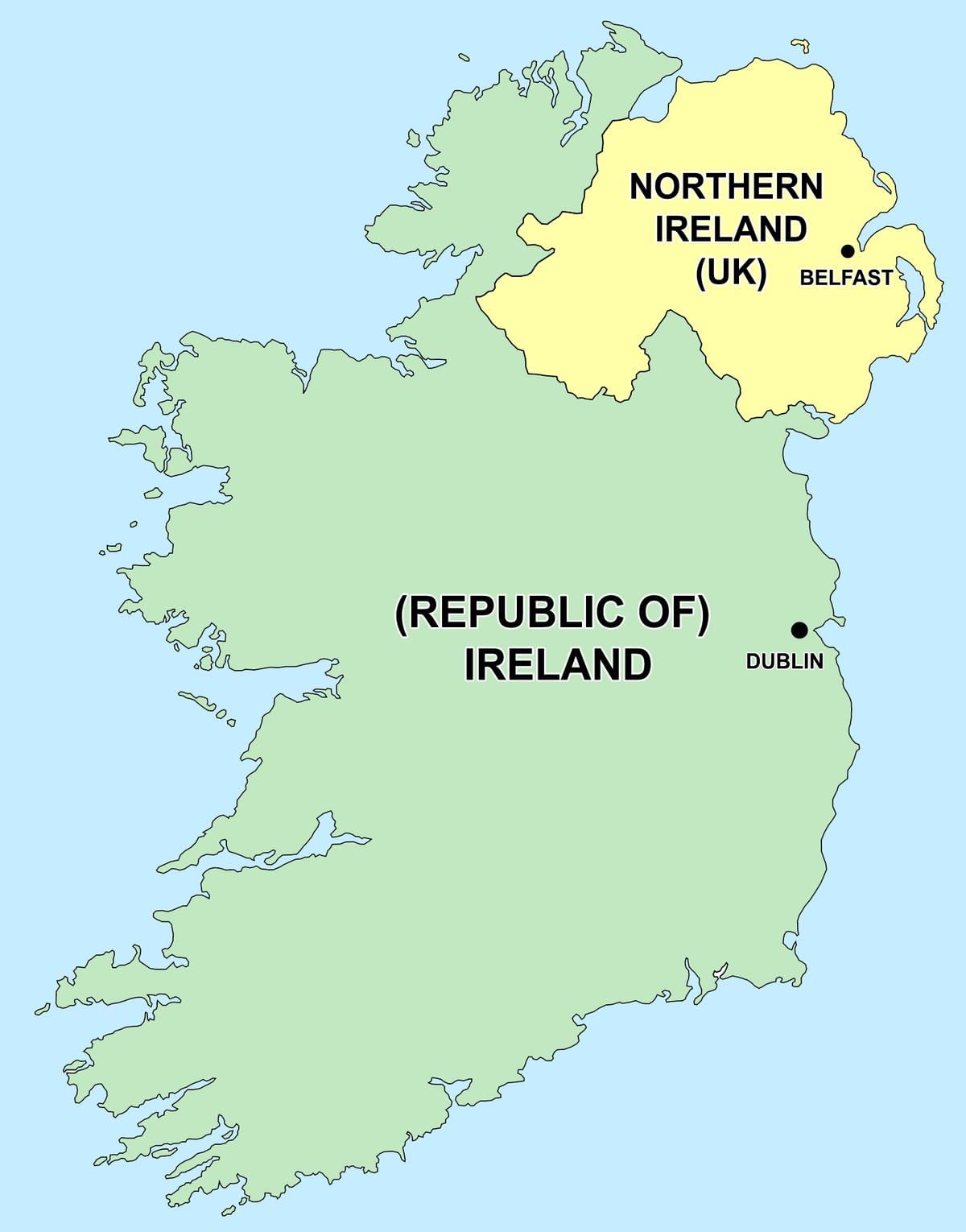 mapa ng hilagang ireland at republika ng ireland