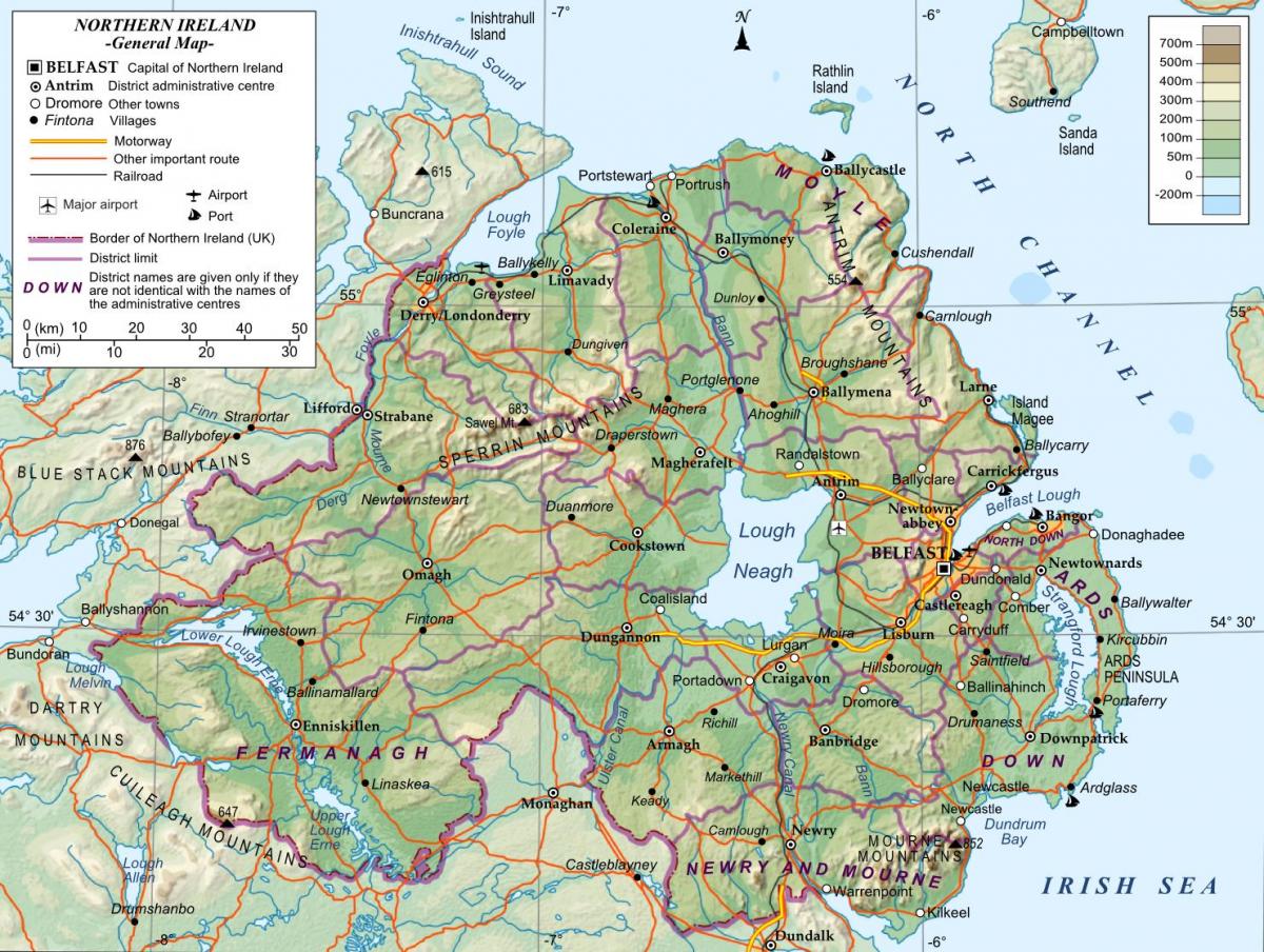 isang mapa ng northern ireland