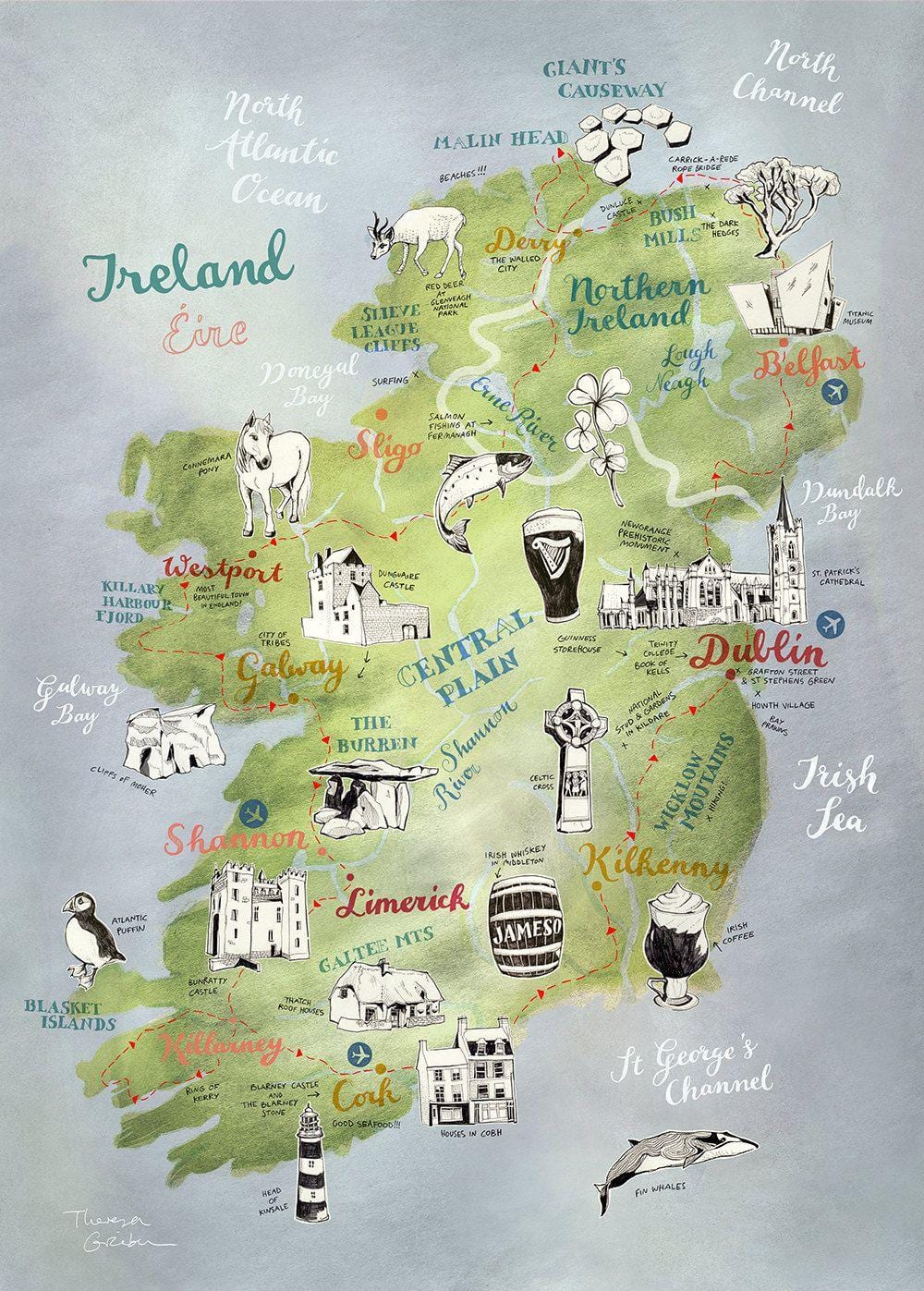 mapa ng mapa ng ireland poster