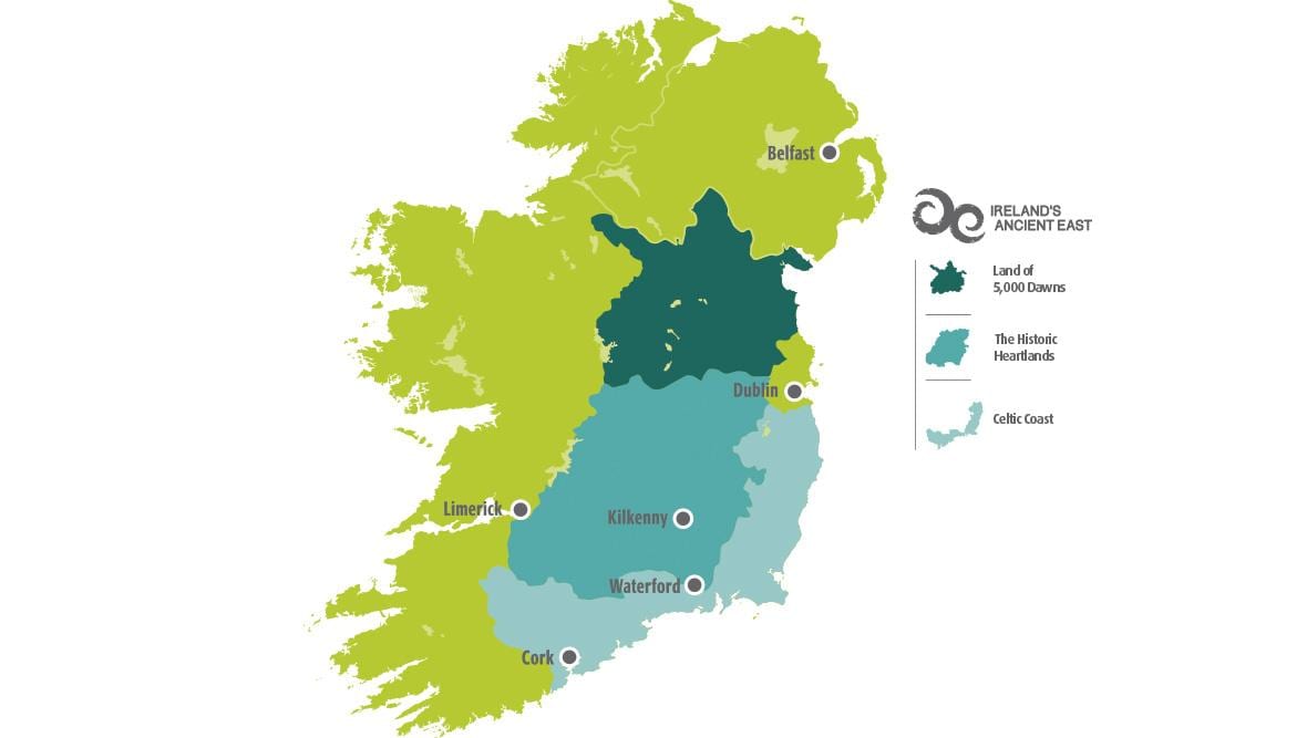 mapa ng mapa ng ireland sa east coast