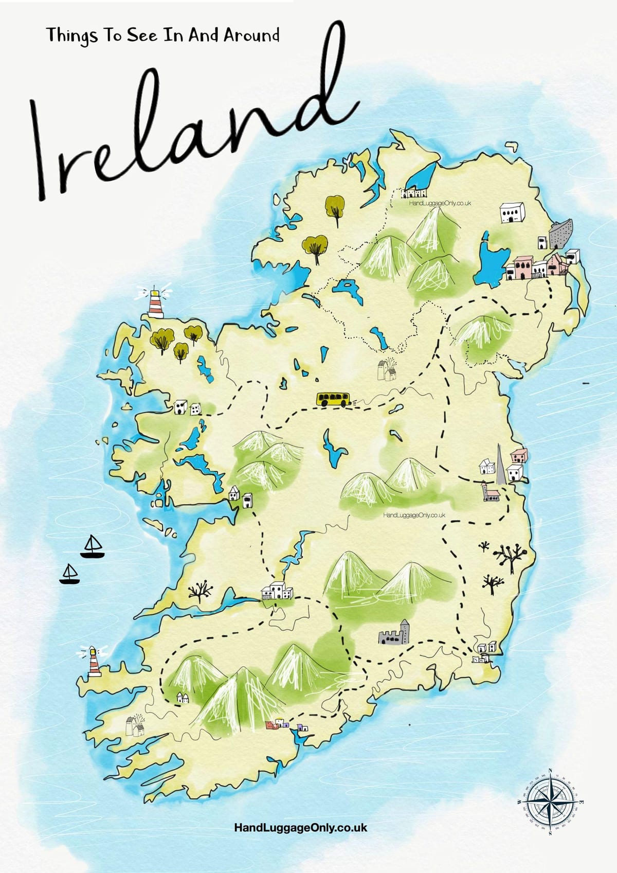 mapa ng mga lugar upang bisitahin sa ireland