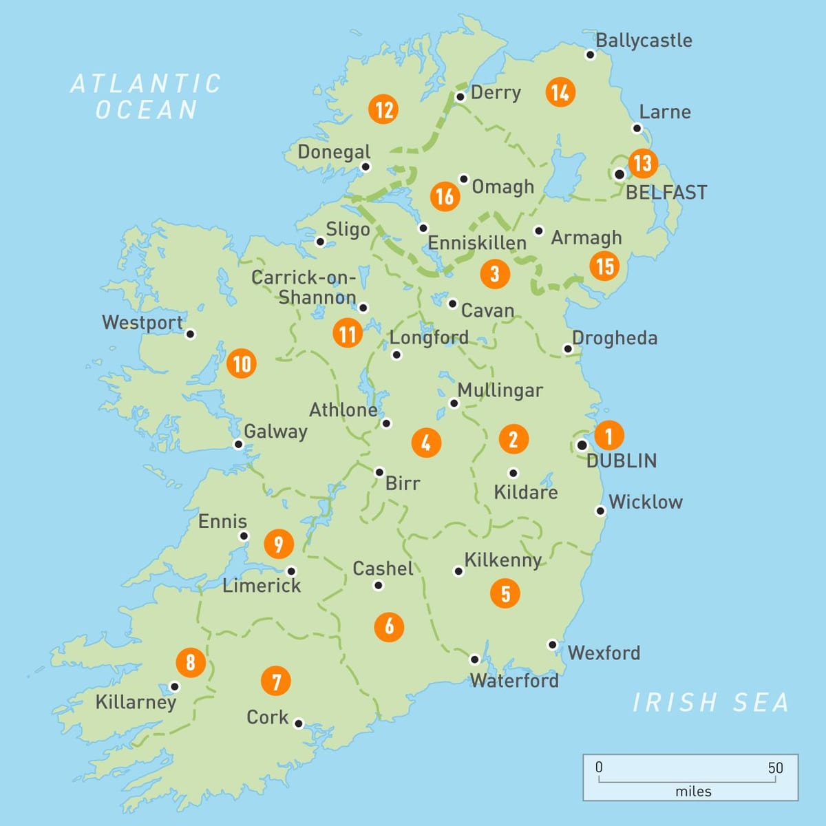 mga lugar upang makita sa mapa ireland