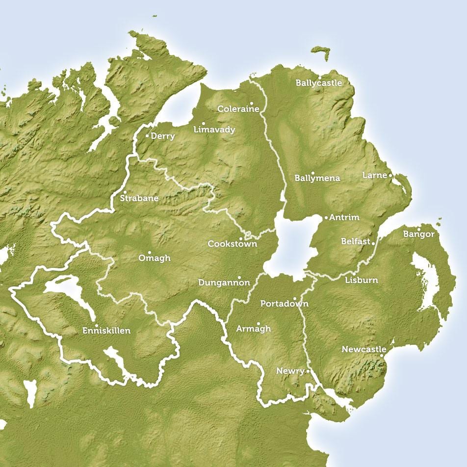 mapa ng mga ilog sa hilagang ireland
