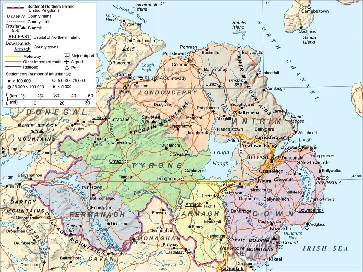 mapa ng mga paliparan sa northern ireland
