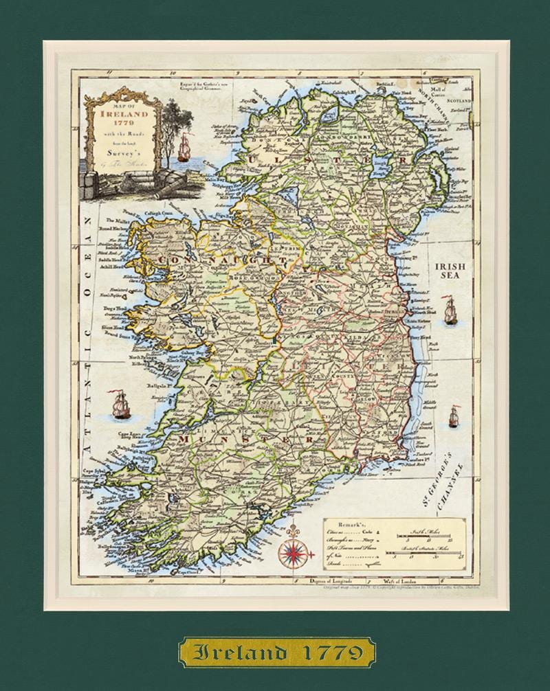 mapa ng naka-frame na mapa ng ireland