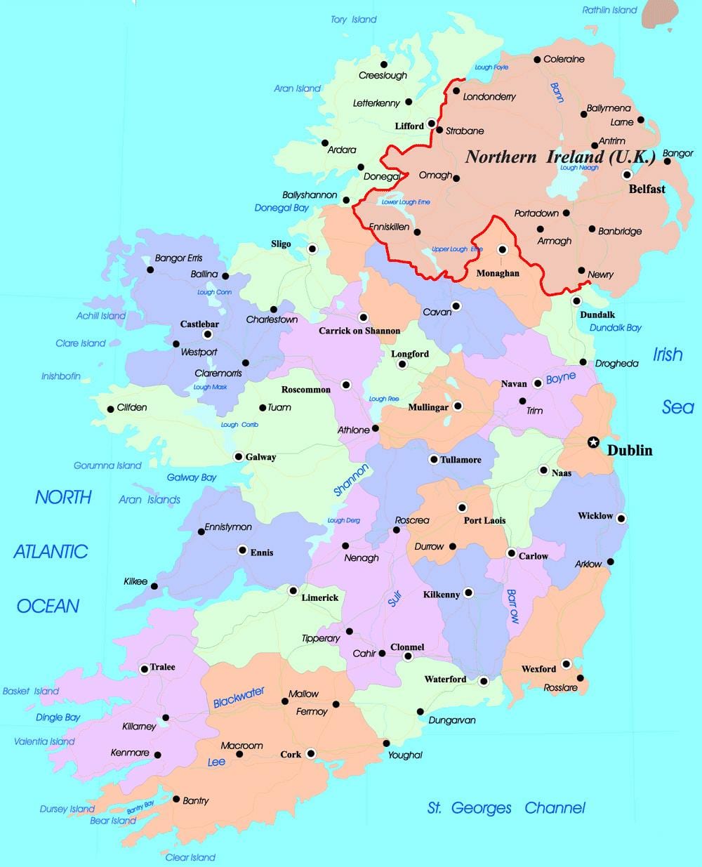pampulitika mapa ng ireland at northern ireland