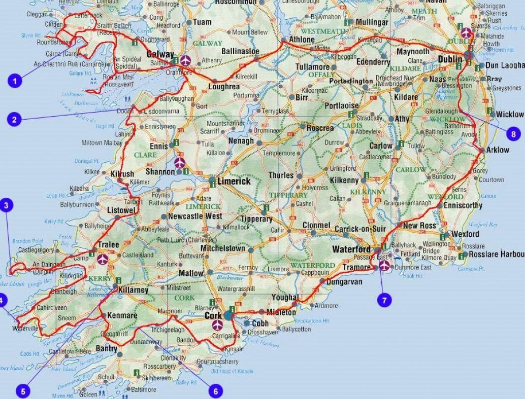 mapa ng paglalakbay sa ireland