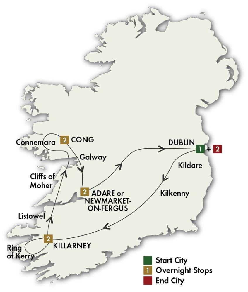 ireland sa pagmamaneho tour map