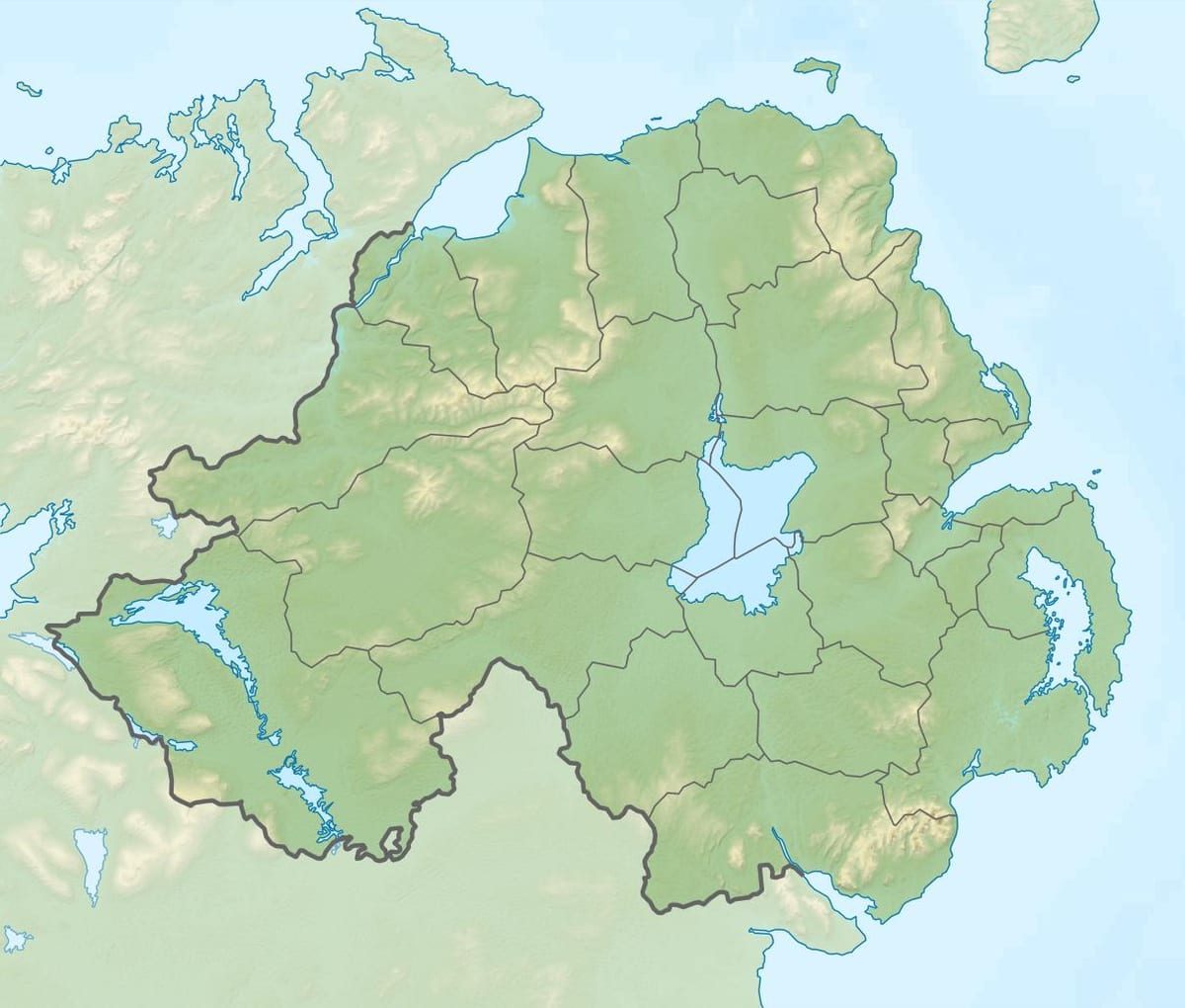 mapa ng pisikal na mapa ng northern ireland