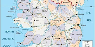 Detalyadong mga mapa ng ireland sa mga bayan at lungsod