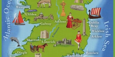 Mapa ng ireland sa mga nangungunang atraksyon