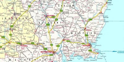 Mapa ng timog-silangang ireland