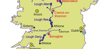 Mapa ng ireland sa mga ilog at bundok