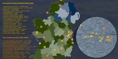 Ireland nangungunang mga atraksyon mapa