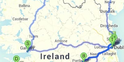 Lugar upang bisitahin ang mapa ireland