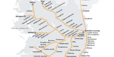 Ang tren sa paglalakbay sa ireland mapa