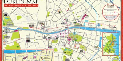 Mapa ng dublin sa ireland sa mga atraksyong panturista