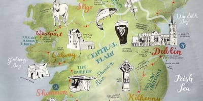 Mapa ng mapa ng ireland poster