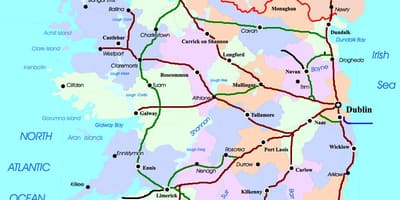 Mapa ng mga ruta ng tren sa ireland