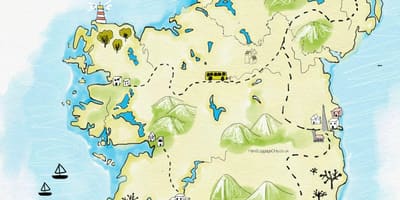 Mapa ng mga lugar upang bisitahin sa ireland