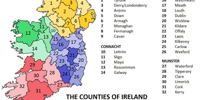 Mapa ng ireland ng pagpapakita ng mga lalawigan