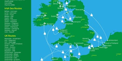 Mapa ng mga ruta ferry sa ireland