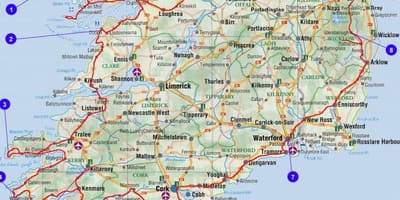 Mapa ng paglalakbay sa ireland