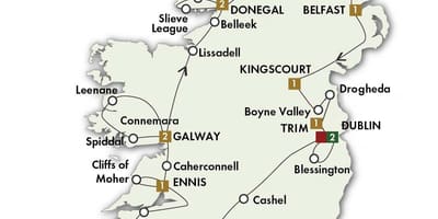 Mapa ng pinakamahusay na mga kalsada mapa ng ireland